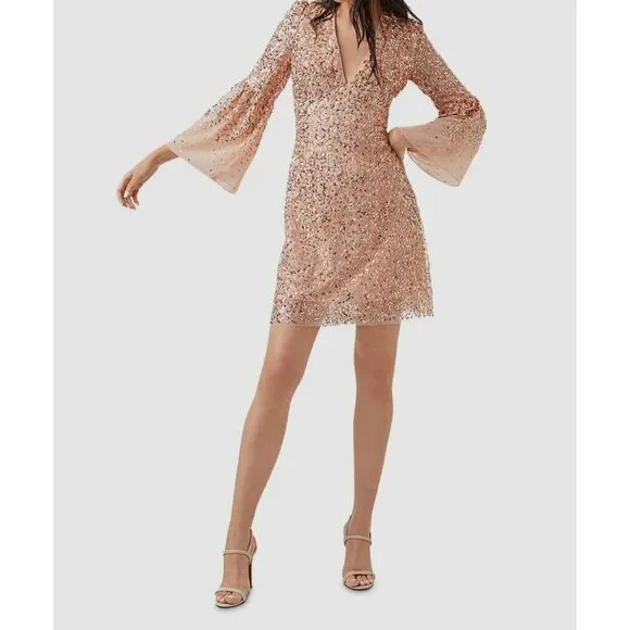French Connection Cellienne Sequin Mini Dress - Dusty Pink - 4